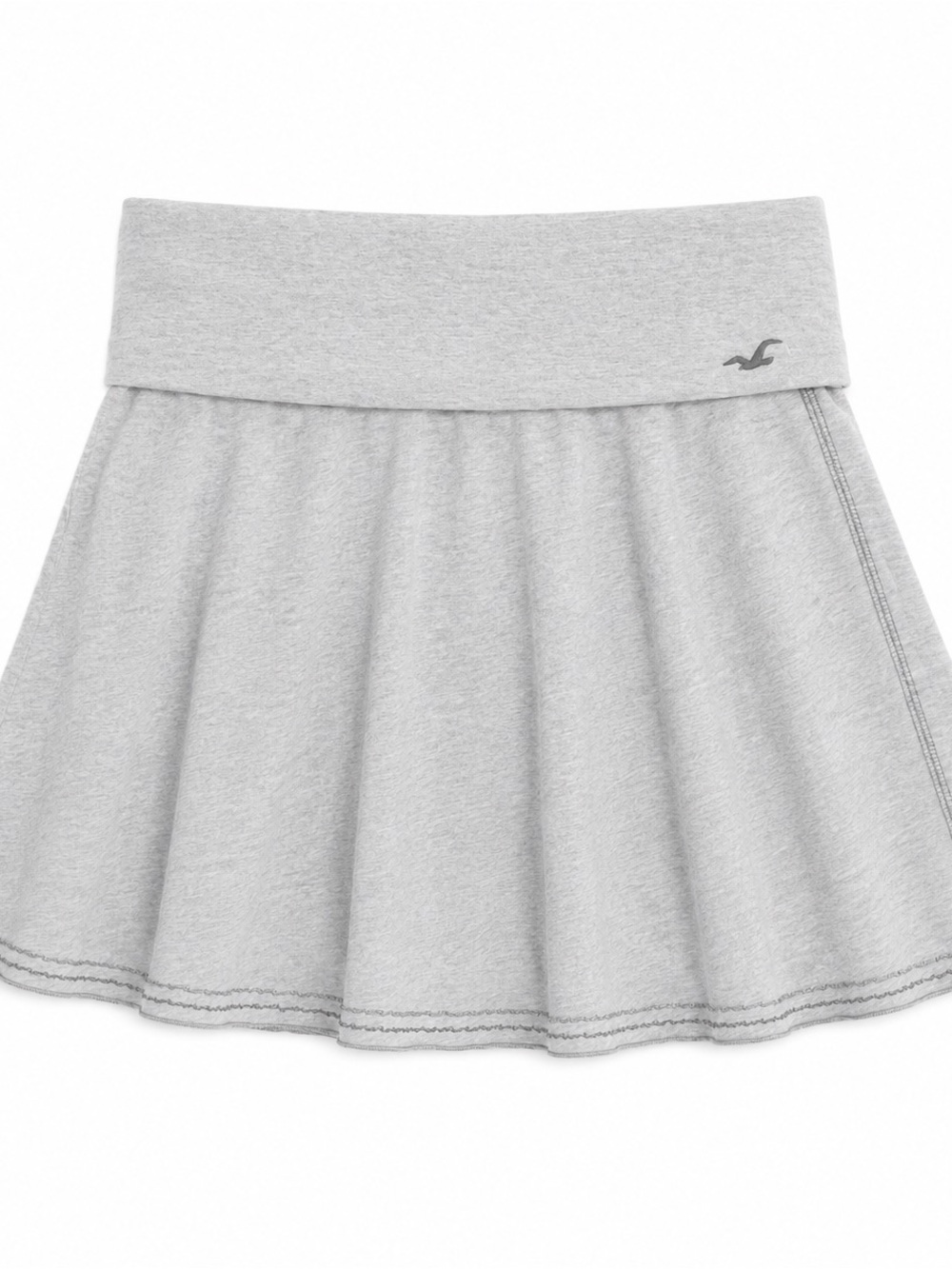 Hollister Light Gray Fold-Over Waist Mini Skirt